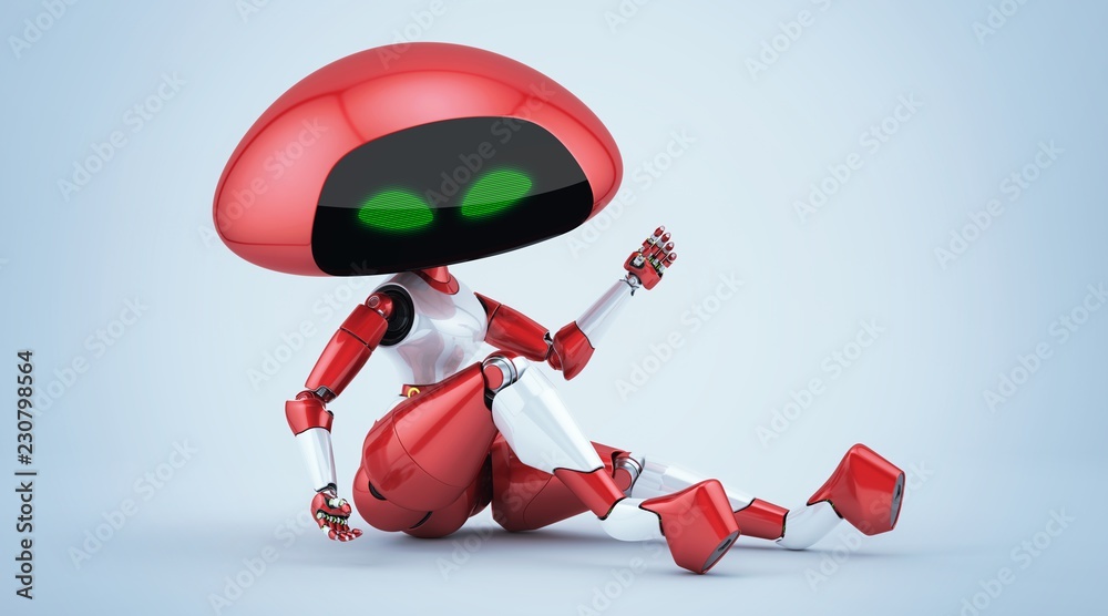 Lady robot in sexy reclining pose leaning elbow on knee, 3d illustration / Robotic lady reclining Lady robot in sexy reclining pose leaning elbow on knee, 3d illustration / Robotic lady reclining