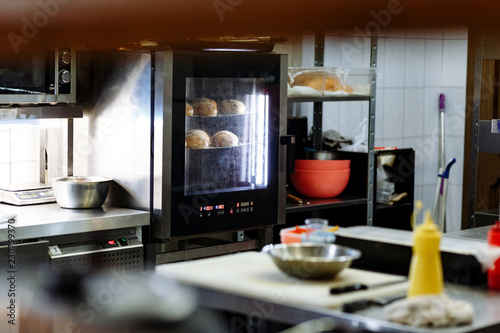 table in the restaurant kitchen