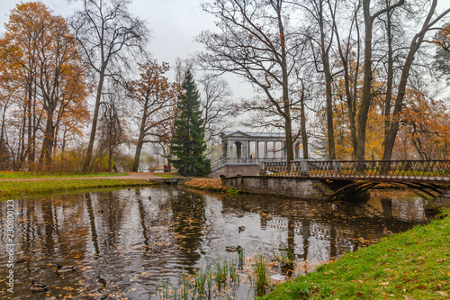 Marble Bridge. Autumn Park. Catherine Park. Pushkin, St. Petersburg, Russia © ArtPerfect