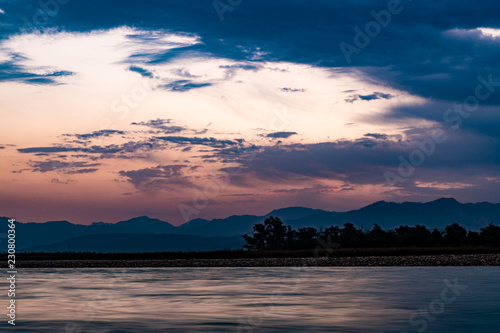 Sunrise over the ganga river in Haridwar