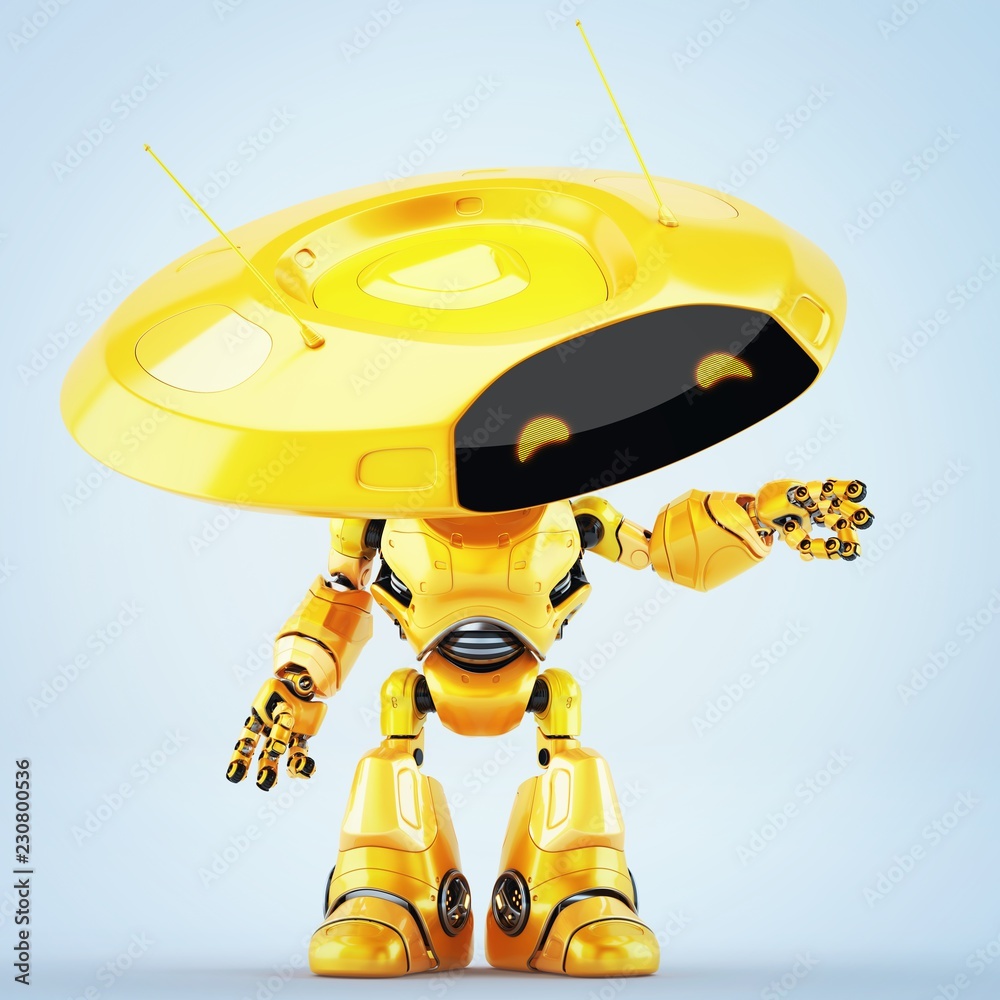 Cartoonish robotic ufo, 3d render Stock Illustration | Adobe Stock