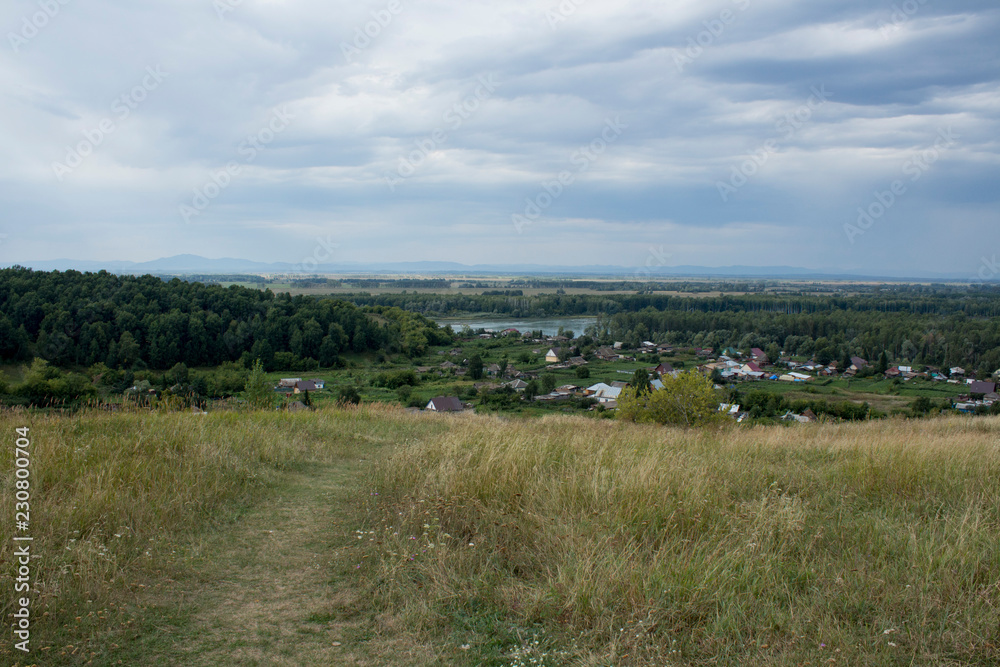 landscape with river and blue sky