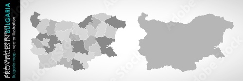 Vector map of Bulgaria regions gray monohromatic 