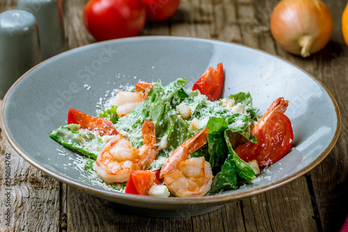 salad caesar with shrimps