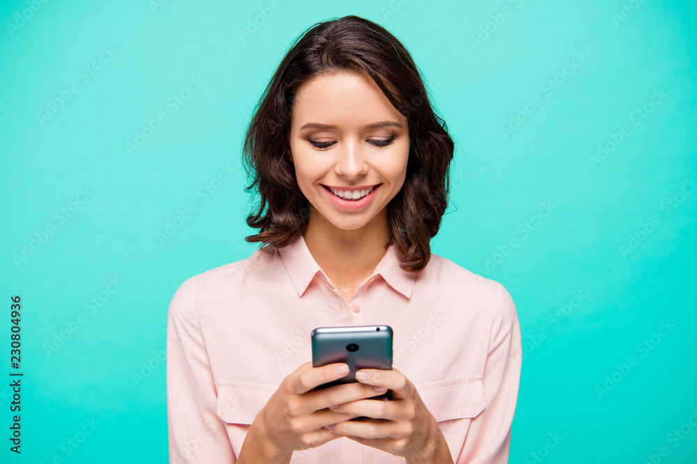 Portrait of nice cute funny cheerful cheery positive adorable at Portrait of nice cute funny cheerful cheery positive adorable at
