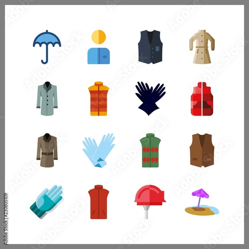 protective icons set. fashion, using, light and parasol graphic works