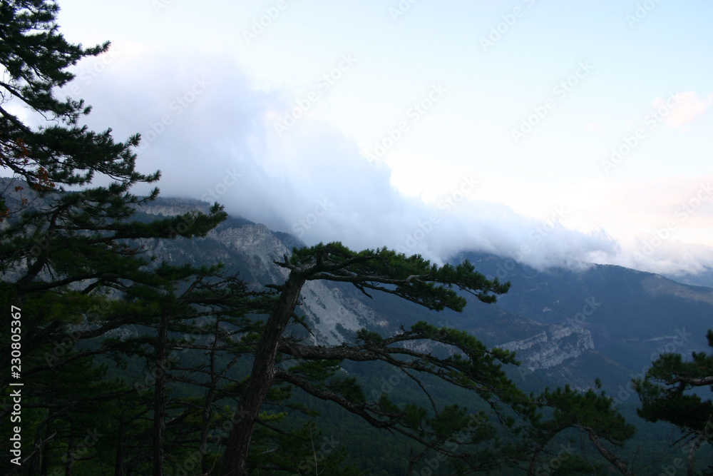 clouds over mountains