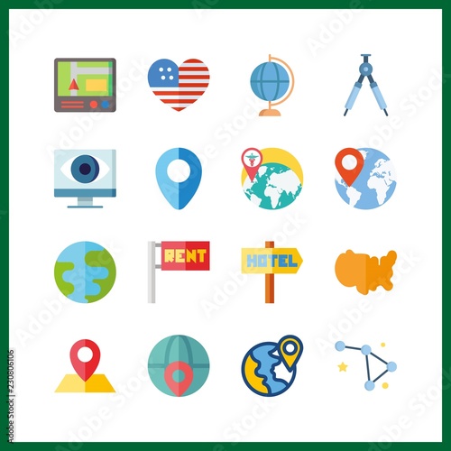 map icon. compass and worldwide vector icons in map set. Use this illustration for map works.