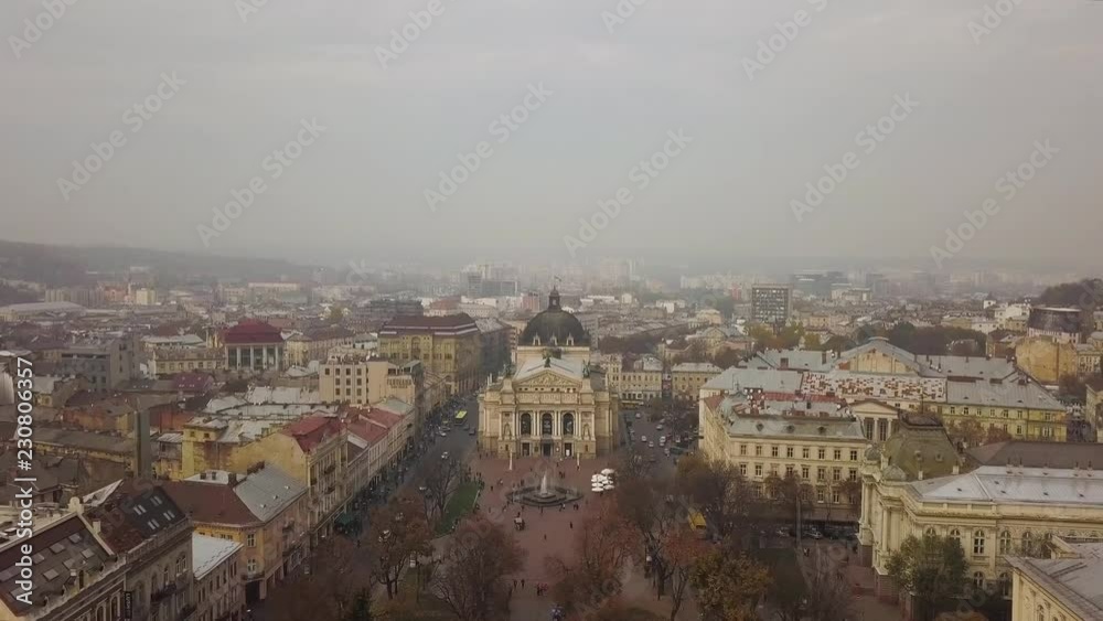 Aerial: Theatre of Opera and Ballet in Lviv, Ukraine Aerial: Theatre of Opera and Ballet in Lviv, Ukraine
