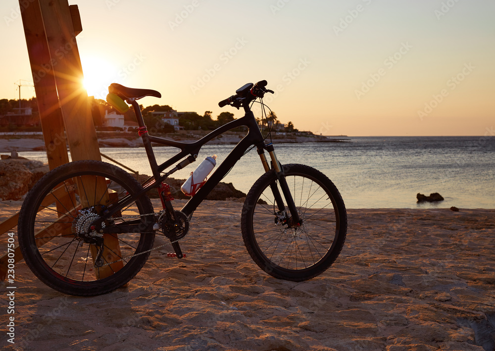 Fototapeta premium Denia beach las rotas with bicycle bike