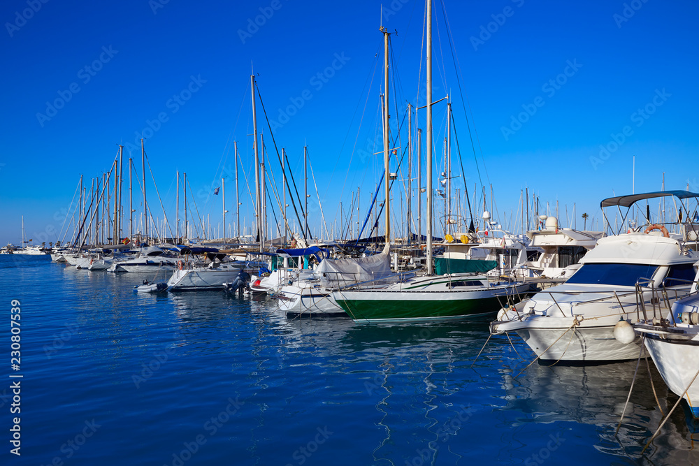 Denia marina boats port in Alicante Spain