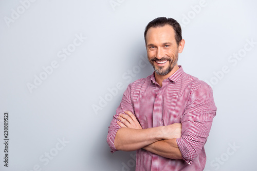 Photo of good-wearing good-looking man stand isolated on light g photo
