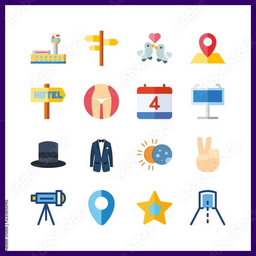 16 silhouette icon. Vector illustration silhouette set. maps and flags and blue costume icons for silhouette works