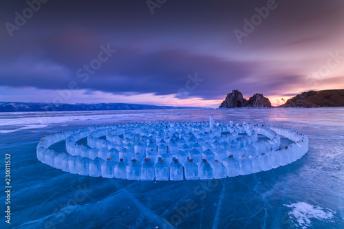 Ice crystals of the labyrinth on lake Baikal. Russia.
