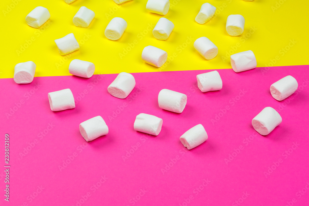 minimal sweet marshmallow on color background minimal sweet marshmallow on color background