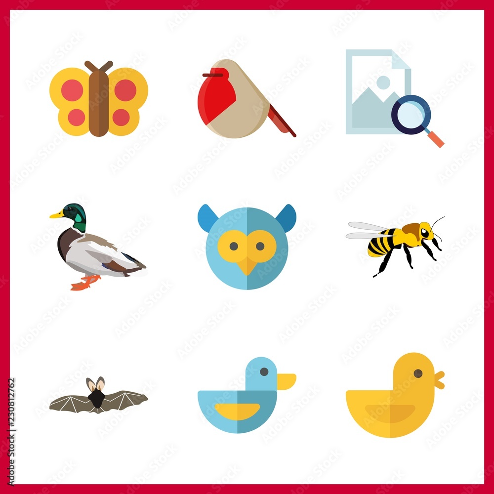 Fototapeta premium 9 wing icon. Vector illustration wing set. bat and chicken icons for wing works