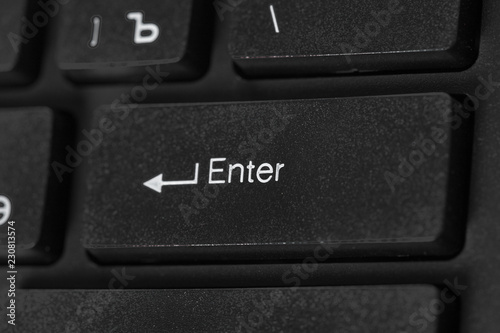 Black laptop keyboard close up