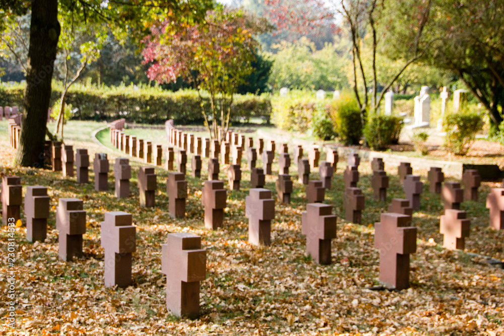 German world war two memorial cemetery with crosses
