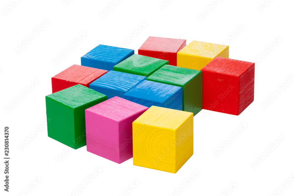 Wooden building blocks isolated on white background Wooden building blocks isolated on white background