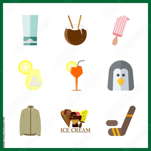 ice icons set. red, vitamin, healthy and sea graphic works