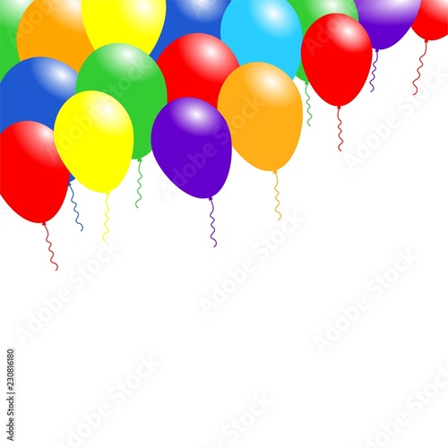 Rainbow color balloons. Happy greeting background. Celebration Vector illustration.