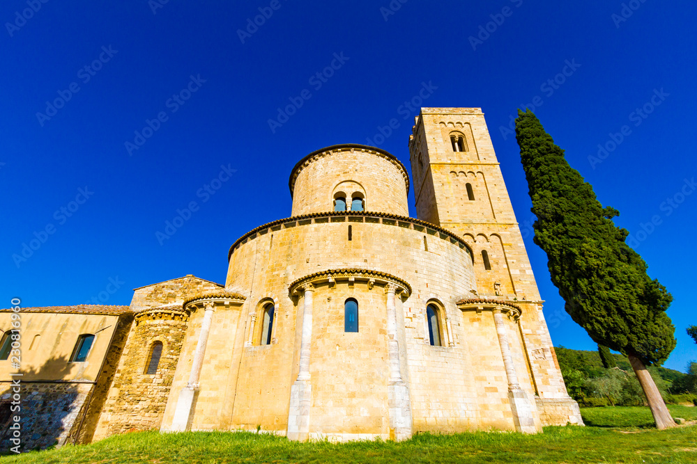 The St. Antimo Abbey in Crete Senesi, Italy