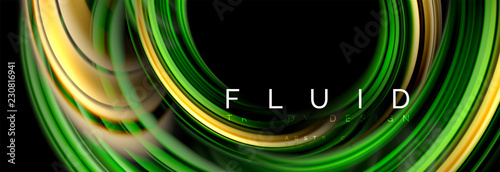 Mixing color waves on black, liquid flowing shapes