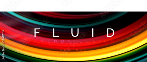 Mixing color waves on black, liquid flowing shapes