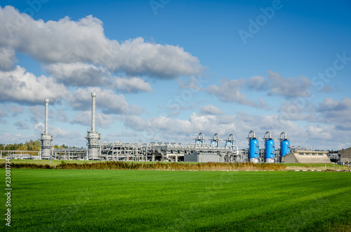 Natural gas processing site. Modern equipment is used to mine the last remainder from the field. Location of the NAM near the dutch town Norg. photo