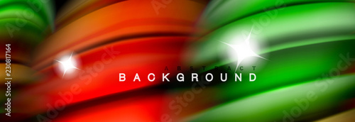 Mixing color waves on black, liquid flowing shapes