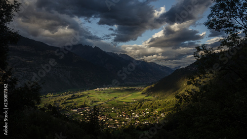 Canvas Print Nice sunset in the Rhone Valley of Walles Switserland