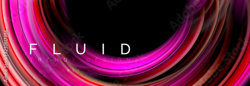 Mixing color waves on black, liquid flowing shapes