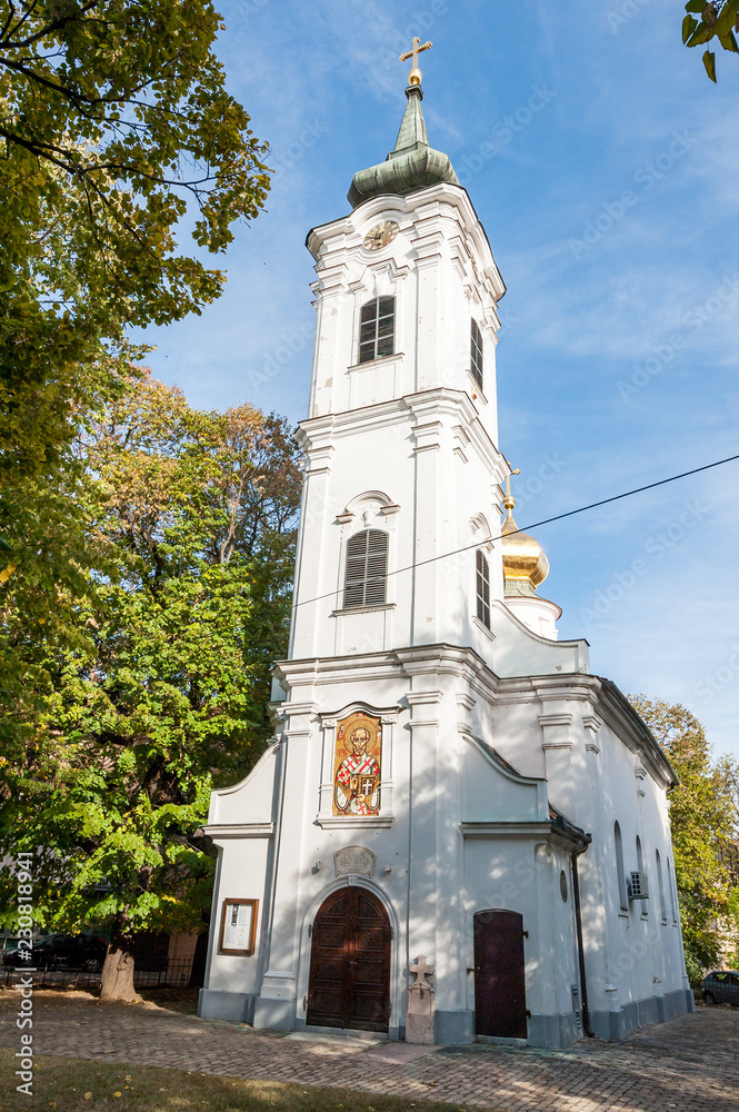 Serbian Orthodox Church of St. Nicholas oldest in the city of Novi Sad Serbia religion architecture concept.