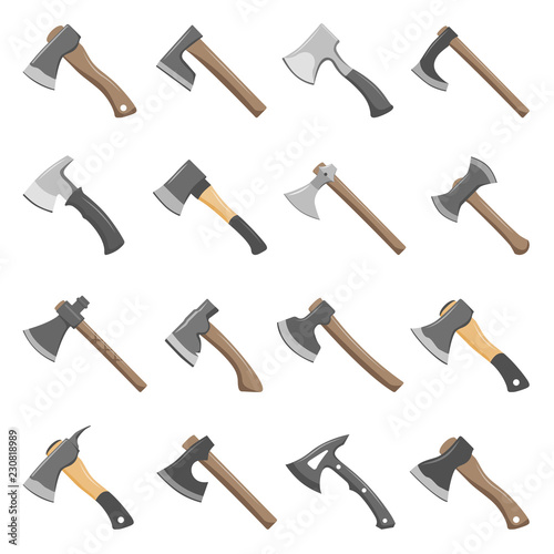 Sixteen different types of axes