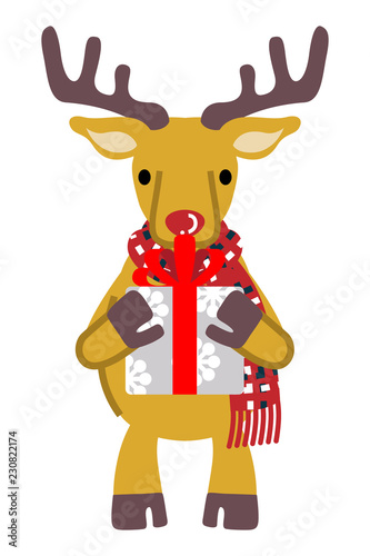 Reindeer holding the gift box - front view © sayuri_k