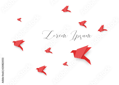 Paper pigeons and doves set in origami style