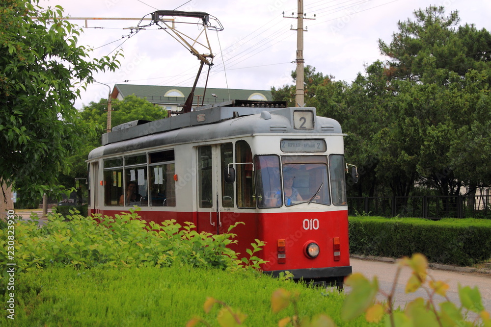 old tram in the resort town