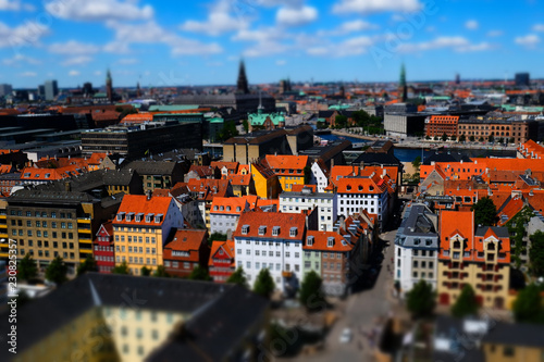 Top view of Copenhagen. Miniature Effect.