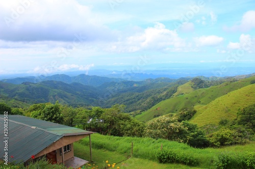 A beautiful long-distance view over the green lush and mountainus landscape - Costa Rica