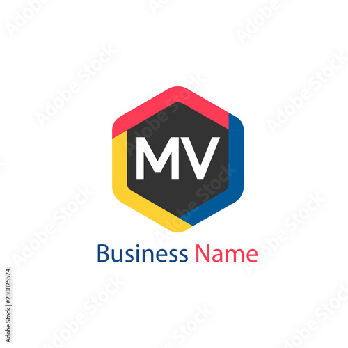 Initial Letter MV Logo Template Design