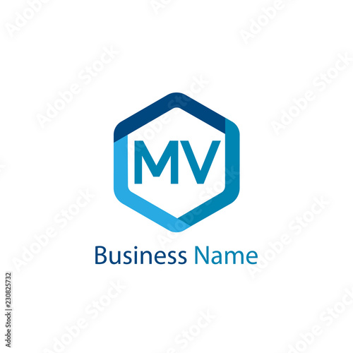 Initial Letter MV Logo Template Design