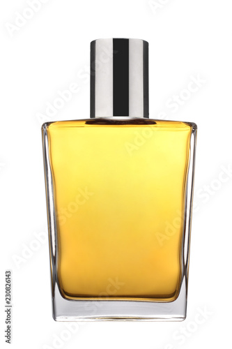 precious perfume bottle isolated on white background with clipping path