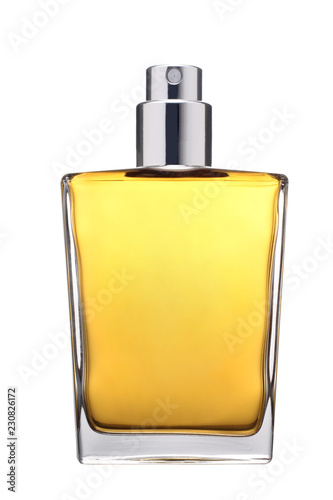precious perfume bottle isolated on white background with clipping path