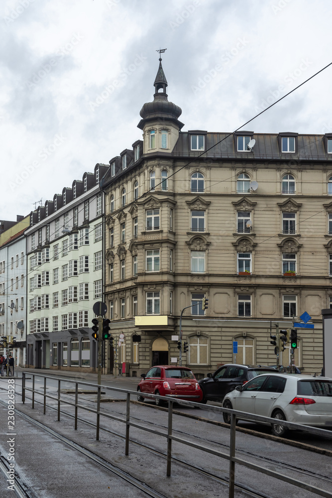 Fototapeta premium Photo of Munich buildings and street, Germany.
