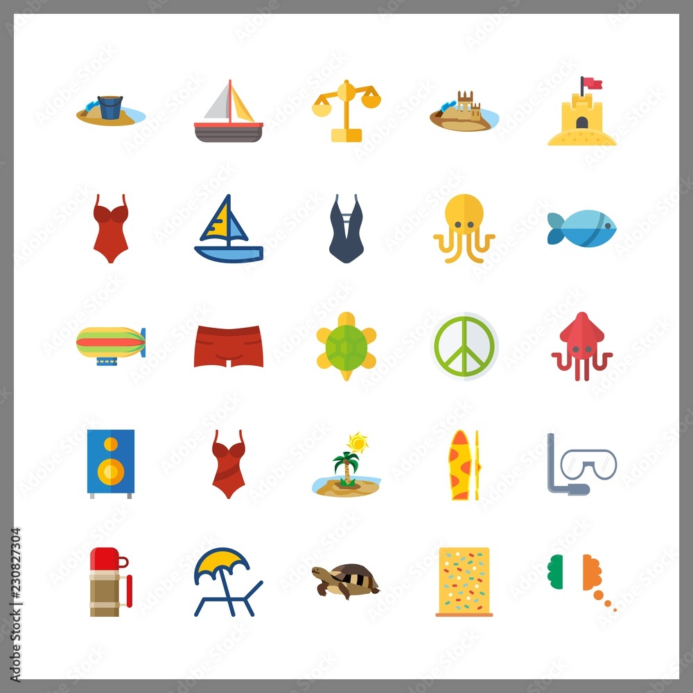 Obraz premium sea icons set. art, courage, alone and wave graphic works