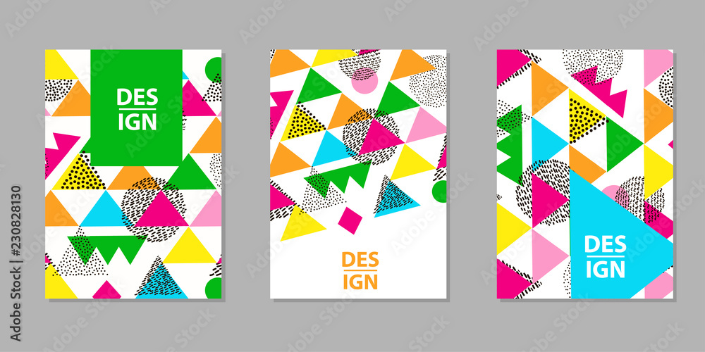 Colorful geometric backgrounds. Templates for card, banner, poster, flyer, cover.