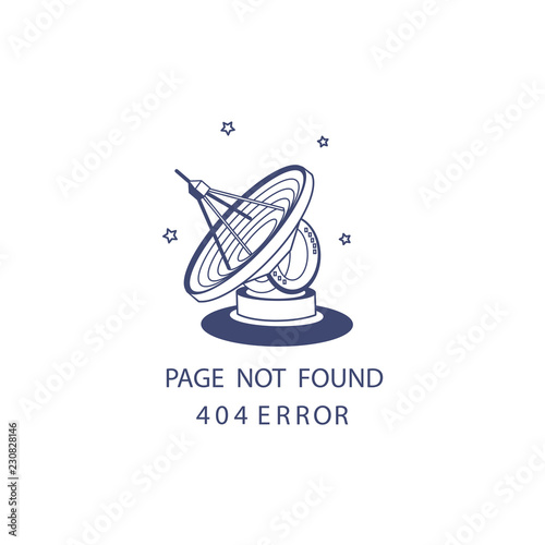 404 error page not found concept with telescope
