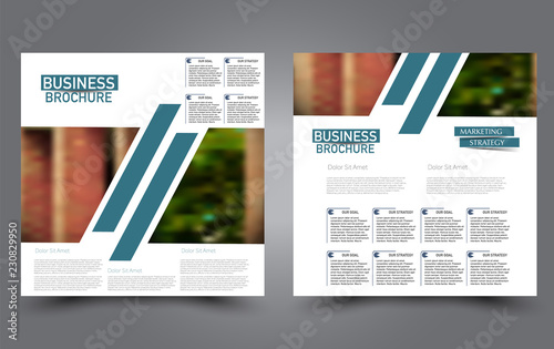 Square flyer template. Simple brochure design. Poster for business, education, advertisement, banner, ad banner. Vector illustration. Green color.