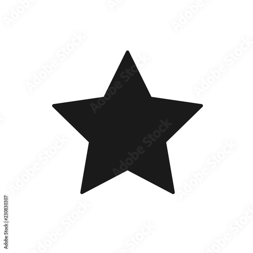 Black isolated icon of star on white background. Silhouette of star. Flat design.