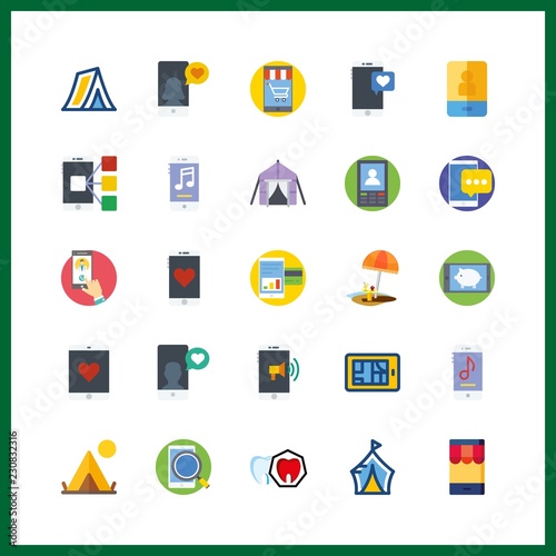 25 cafe icon. Vector illustration cafe set. spoiled tooth and smartphone icons for cafe works